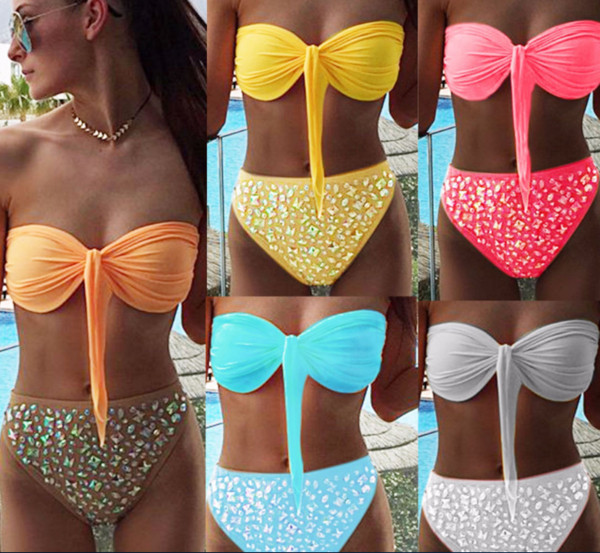 Γυναικέιο μαγιό μπικίνι με πέτρινη διακόσμηση