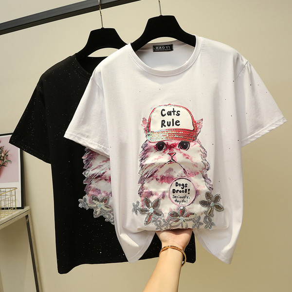 Καθημερινή γυναικεία μπλούζα με κοντό μανίκι, εφέ και πούλιες