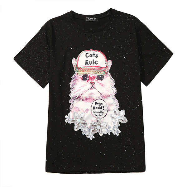 Καθημερινή γυναικεία μπλούζα με κοντό μανίκι, εφέ και πούλιες