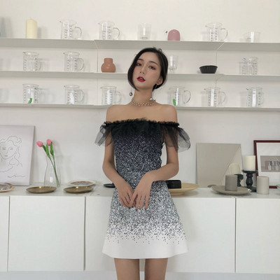 HIT Rochie moderna de dama cu tul in culoare irizata