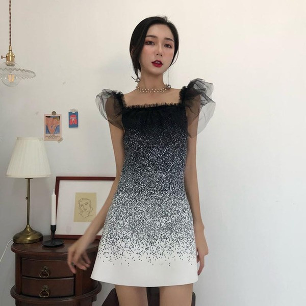 HIT Rochie moderna de dama cu tul in culoare irizata