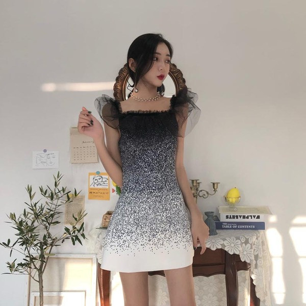 HIT Rochie moderna de dama cu tul in culoare irizata