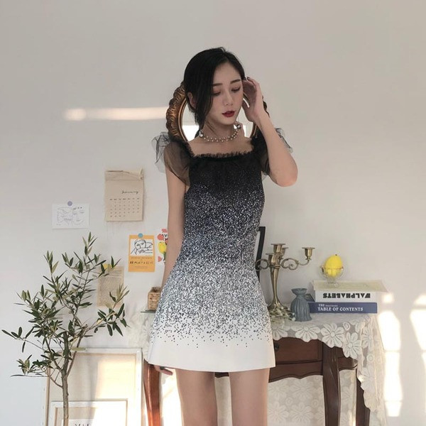 HIT Rochie moderna de dama cu tul in culoare irizata