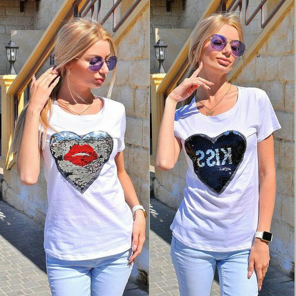 Γυναικείο μπλουζάκι με πούλιες σε λευκό και μαύρο χρώμα