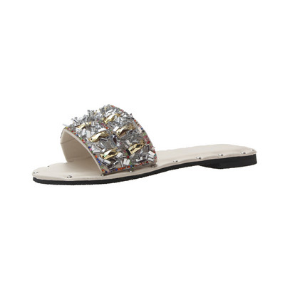 Κομψές γυναικείες παντόφλες με πέτρες σε τρία χρώματα