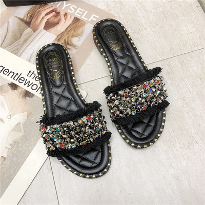 Papuci eleganti de dama cu paiete in doua culori