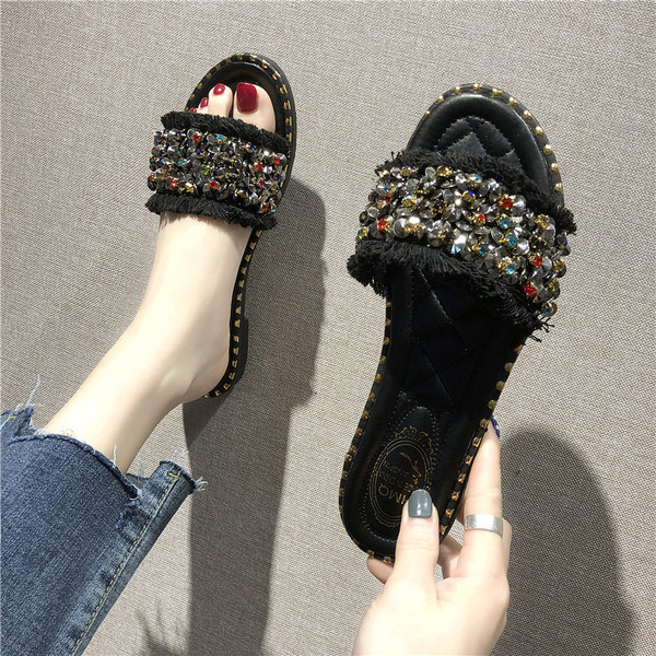 Papuci eleganti de dama cu paiete in doua culori