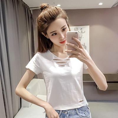 Γυναικεία casual μπλούζα με κοντό μανίκι και λαιμόκοψη μαύρο, κίτρινο και λευκό χρώμα