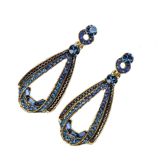 Aktuális női fülbevaló kövekkel, kék színben