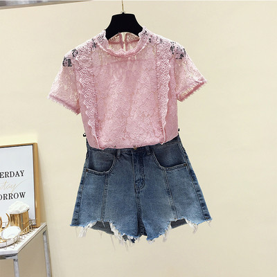 Σύγχρονη γυναικεία μπλούζα με δαντέλα σε ροζ, άσπρο, μαύρο χρώμα