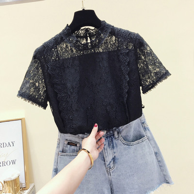 Σύγχρονη γυναικεία μπλούζα με δαντέλα σε ροζ, άσπρο, μαύρο χρώμα