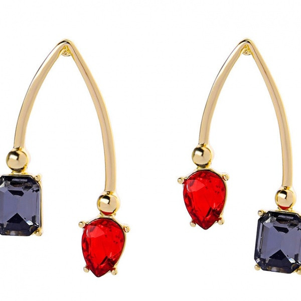 Cercei eleganti de dama in culoarea aurie si pietre colorate