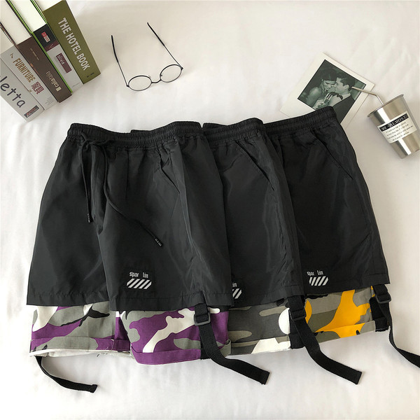 Pantaloni casual barbatesti cu motive de camuflaj in trei culori