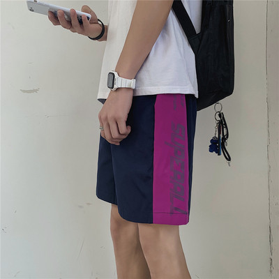 Ежедневни къси мъжки панталони с цветен кант и надпис в няколко цвята