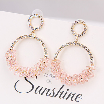 Cercei moderni de dama in negru si roz