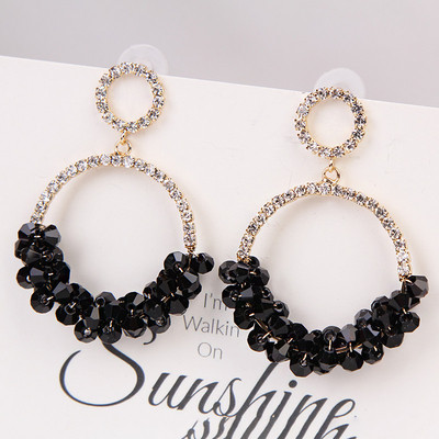 Cercei moderni de dama in negru si roz