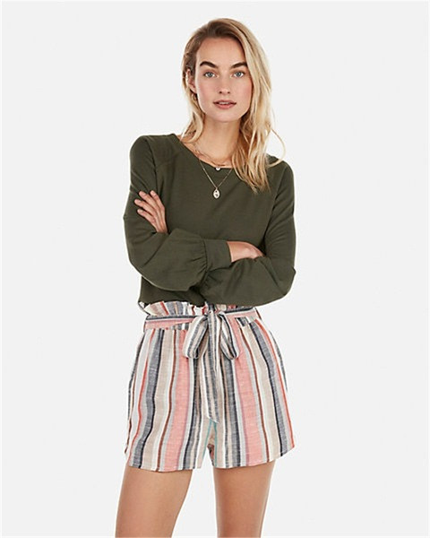 Ежедневни дамски къси панталони с връзки в три цвята 