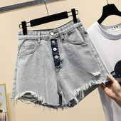 Καθημερινά γυναικεία σορτς με ηλή μέση και κουμπιά