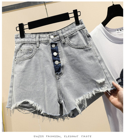 Καθημερινά γυναικεία σορτς με ηλή μέση και κουμπιά