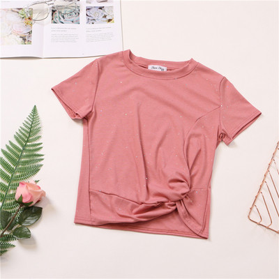 Καθημερινή μπλούζα με κοντό μανίκι σε ροζ, μαύρο, λευκό, μπλε, κίτρινο, καφέ χρώμα