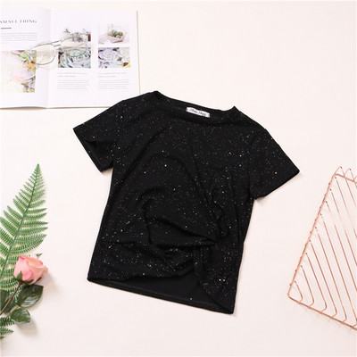 Καθημερινή μπλούζα με κοντό μανίκι σε ροζ, μαύρο, λευκό, μπλε, κίτρινο, καφέ χρώμα