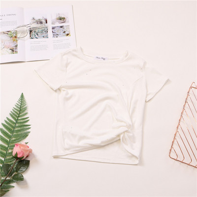 Καθημερινή μπλούζα με κοντό μανίκι σε ροζ, μαύρο, λευκό, μπλε, κίτρινο, καφέ χρώμα