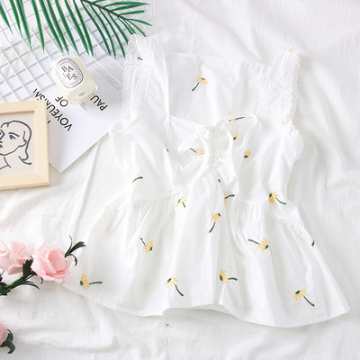 Maieu casual dama alb cu broderie