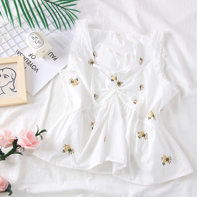 Maieu casual dama alb cu broderie