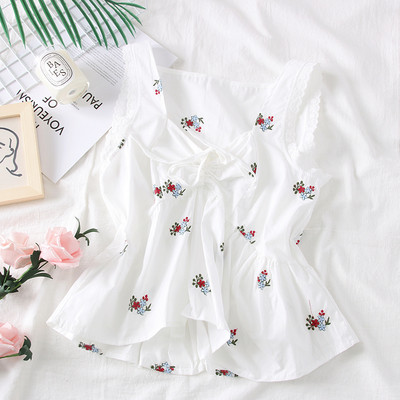 Maieu casual dama alb cu broderie