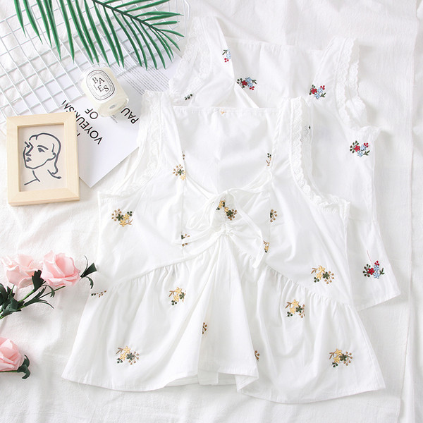 Maieu casual dama alb cu broderie