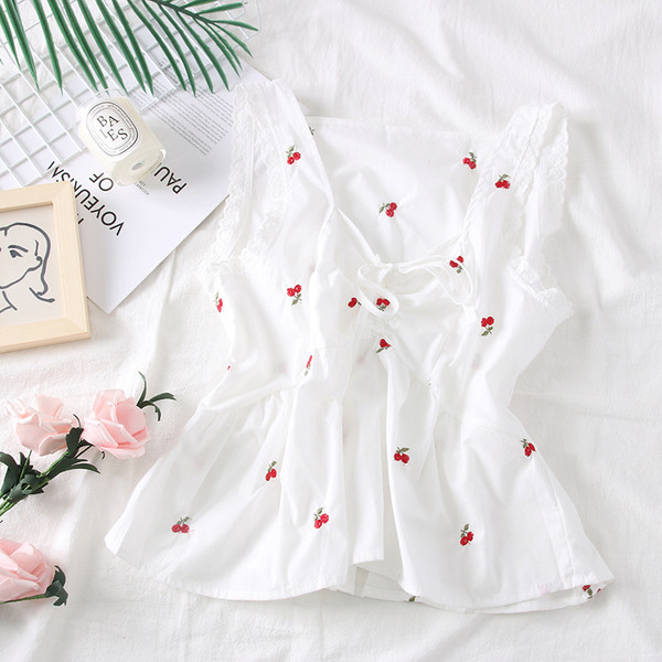 Maieu casual dama alb cu broderie