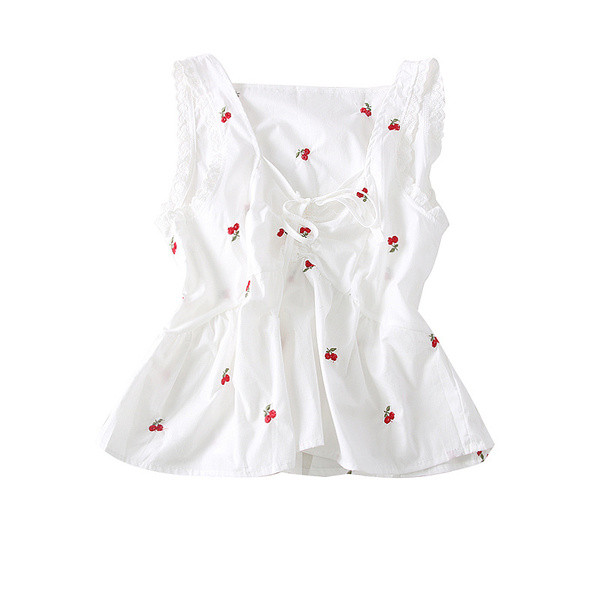 Maieu casual dama alb cu broderie