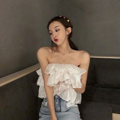 Bustiera de dama scurta de vara in alb