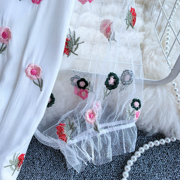 Μοντέρνο γυναικείο αμάνικο φόρεμα και κεντήματα σε διάφορα χρώματα