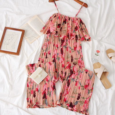 Modern női overall több színben virágos motívumokkal