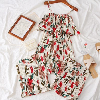 Modern női overall több színben virágos motívumokkal