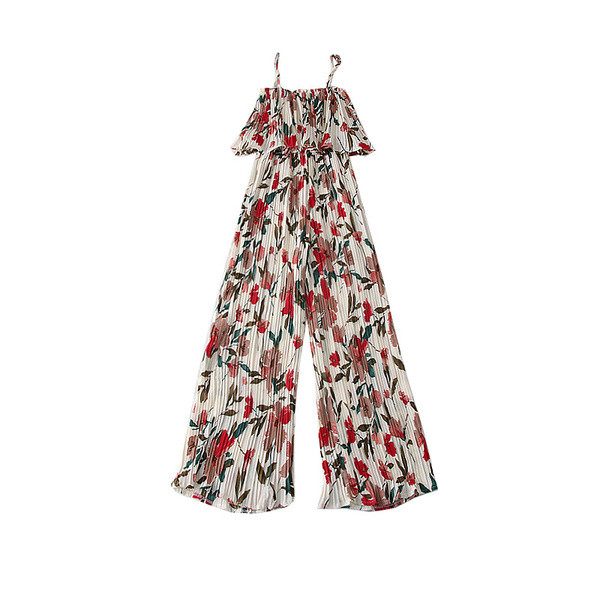 Modern női overall több színben virágos motívumokkal