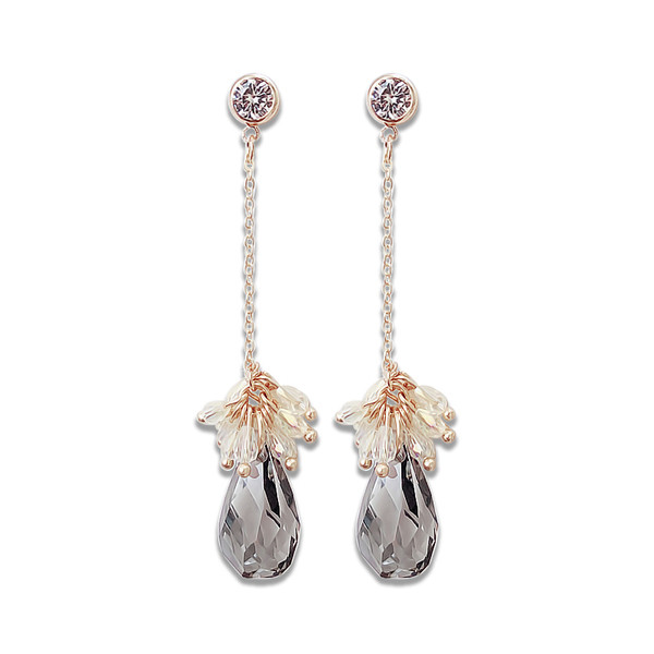 Cercei moderni de dama in doua culori cu pietre