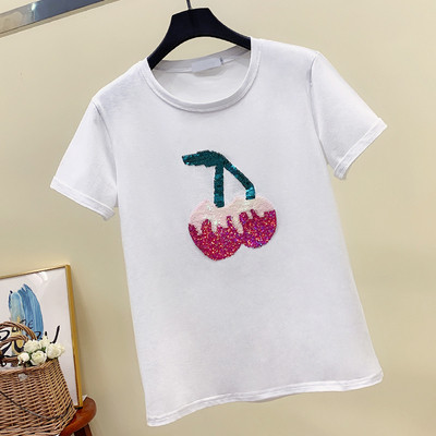 Γυναικείο μπλουζάκι με λευκές πούλιες