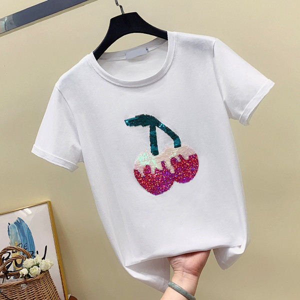 Γυναικείο μπλουζάκι με λευκές πούλιες