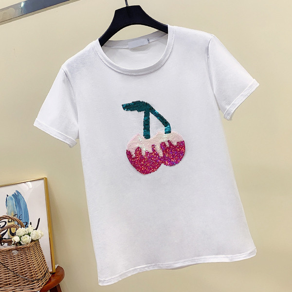 Γυναικείο μπλουζάκι με λευκές πούλιες