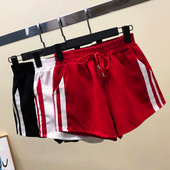 Καθημερινά γυναικεία σορτς με κορδόνια σε λευκό, μαύρο και κόκκινο χρώμα