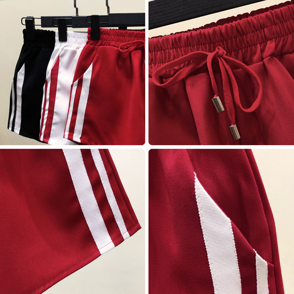 Καθημερινά γυναικεία σορτς με κορδόνια σε λευκό, μαύρο και κόκκινο χρώμα