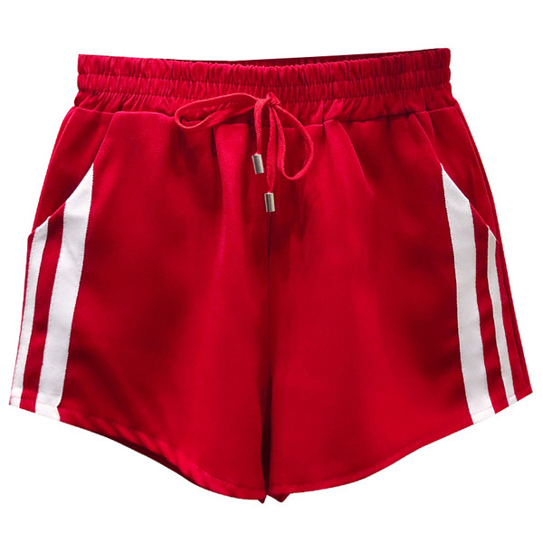 Καθημερινά γυναικεία σορτς με κορδόνια σε λευκό, μαύρο και κόκκινο χρώμα