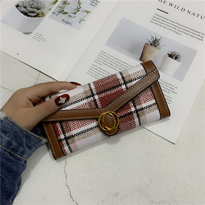 Portofel de dama in carouri din piele ecologica