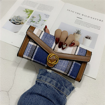 Portofel de dama in carouri din piele ecologica