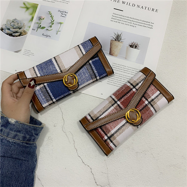 Portofel de dama in carouri din piele ecologica