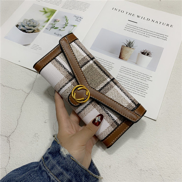 Portofel de dama in carouri din piele ecologica