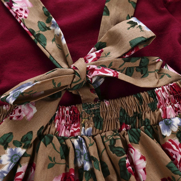 Set copii modern pentru fete rochie si body cu motive florale