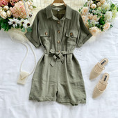 Salopeta dama casual cu nasturi si maneci scurte in mai multe culori